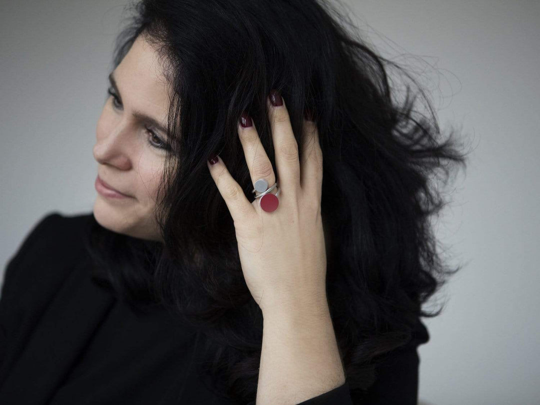 Ring Zwei runde Formen Rot R5R