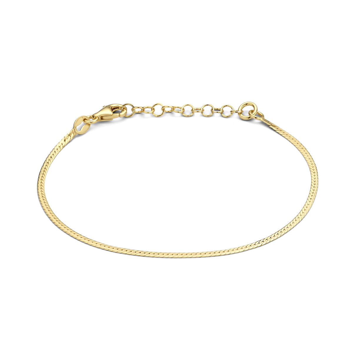 Armband aus vergoldetem Silber mit flachem Design, 1,7 mm breit, 16 + 3 cm lang