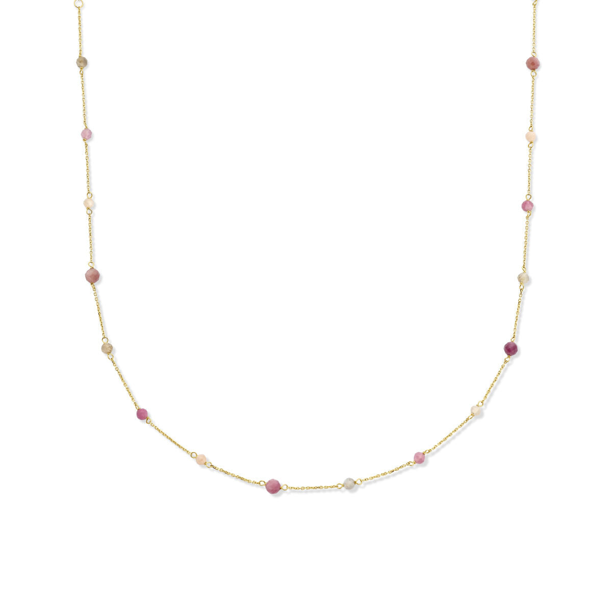 Collier aus 14K Gelbgold mit Toermalijn- und Diamant-Elementen in verschiedenen Farben