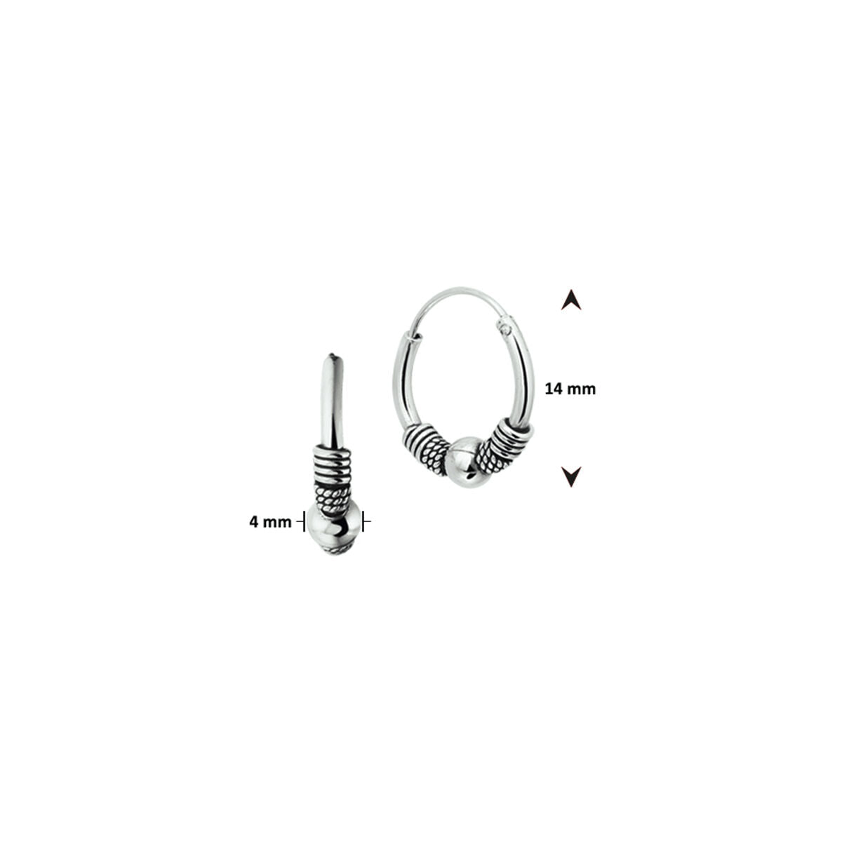 Ohrringe Oxi Bali 4,0 mm Silber oxidiert