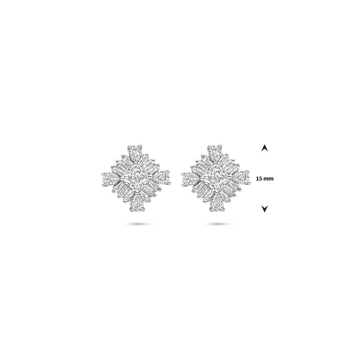 Ohrstecker Zirkonia 15 mm Silber rhodiniert