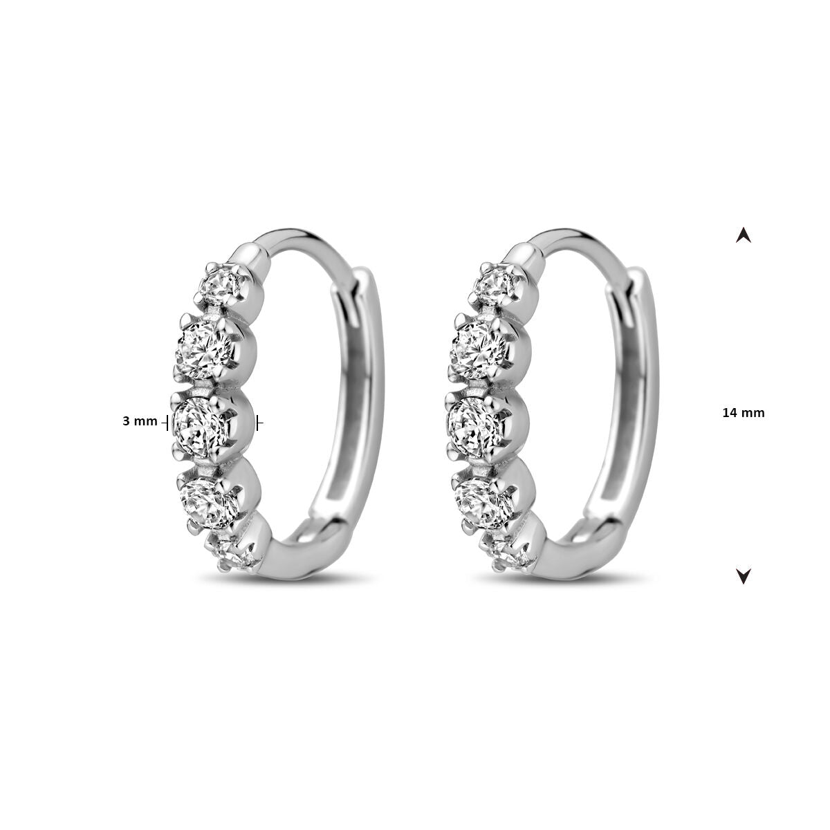 Kreolen Zirkonia 14 mm rhodiniertes Silber