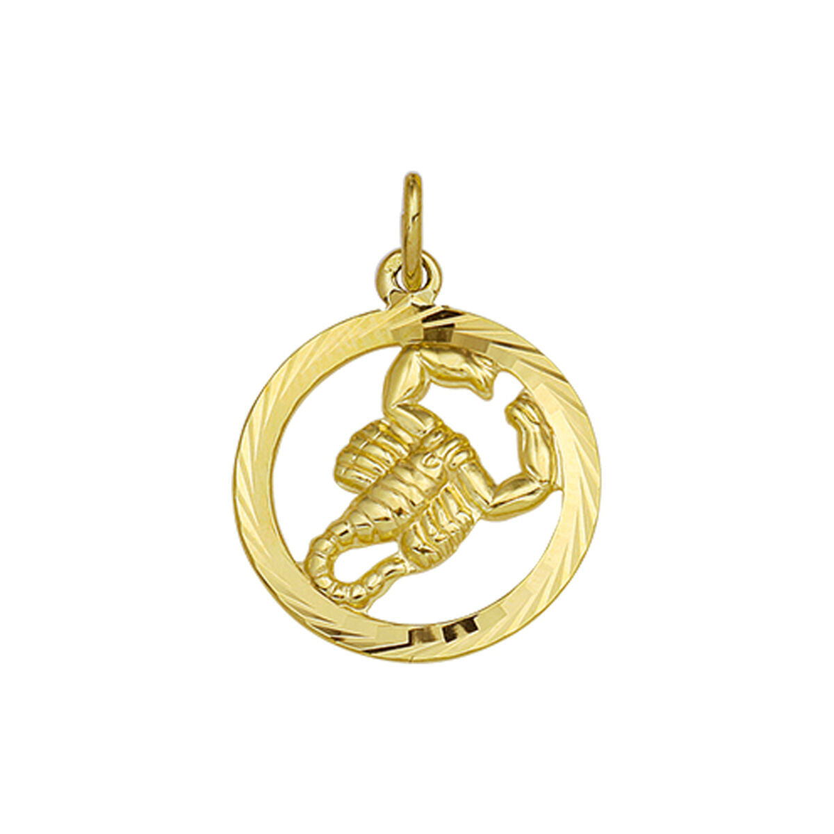 Hänger aus 14K Gelbgold mit diamantierter Skorpion-Form in runder Fassung
