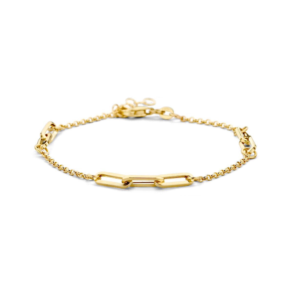 Goldenes Damenarmband aus 14K mit Jasseron- und Paperclip-Elementen
