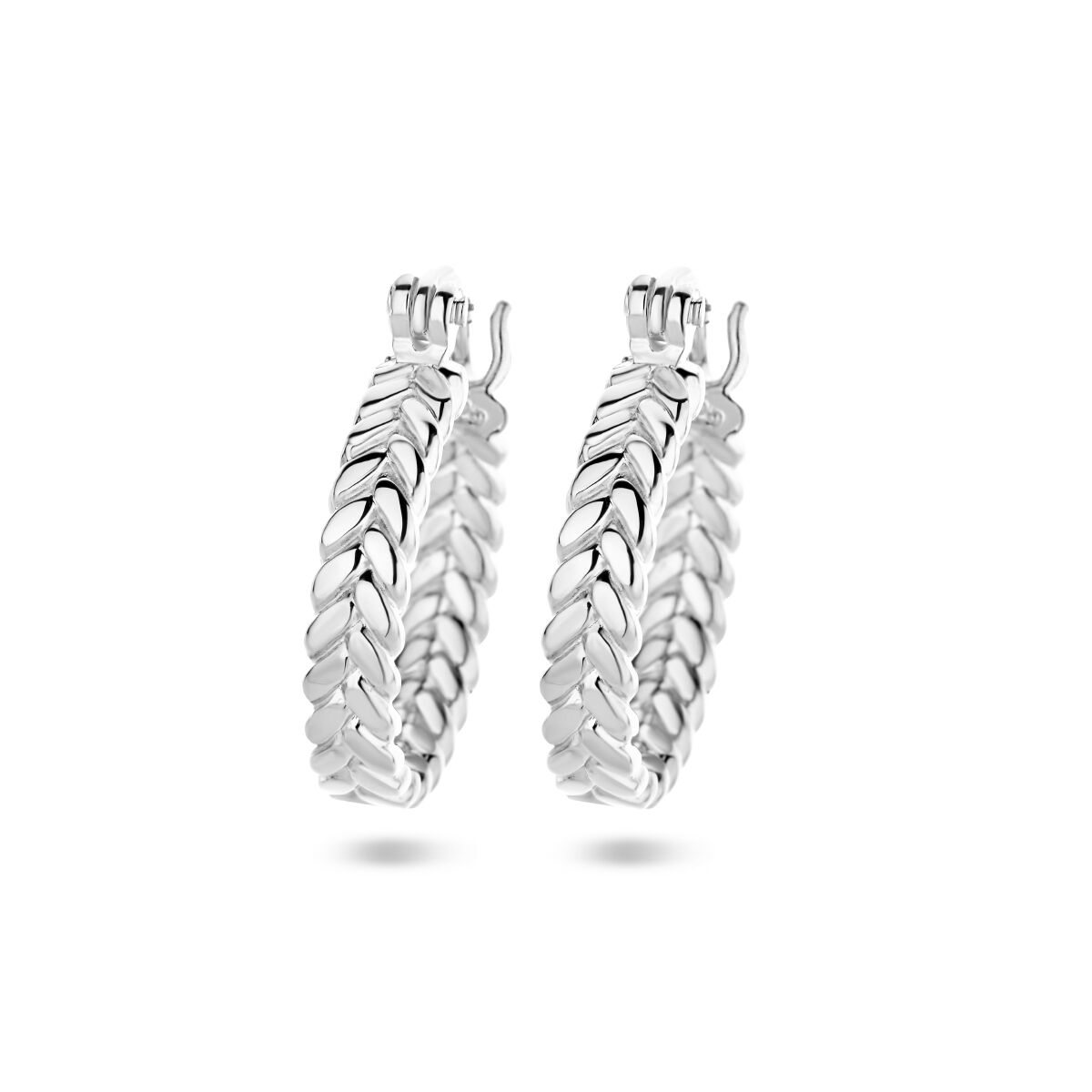 Klapp-Ohrringe mit veermotief aus rhodiniertem Silber