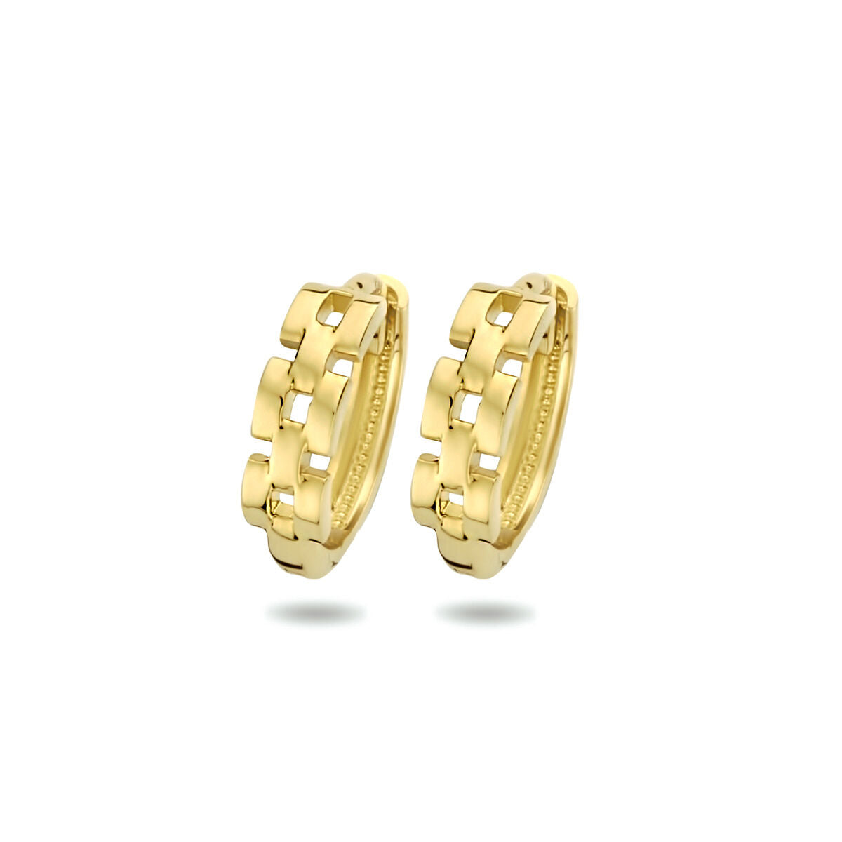 Klapp-Ohrringe im Schakelmotiv aus 14K Gelbgold