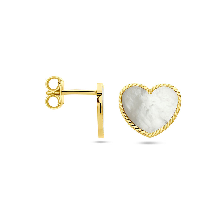 Ohrstecker Herz Perlmutt 14K Gelbgold