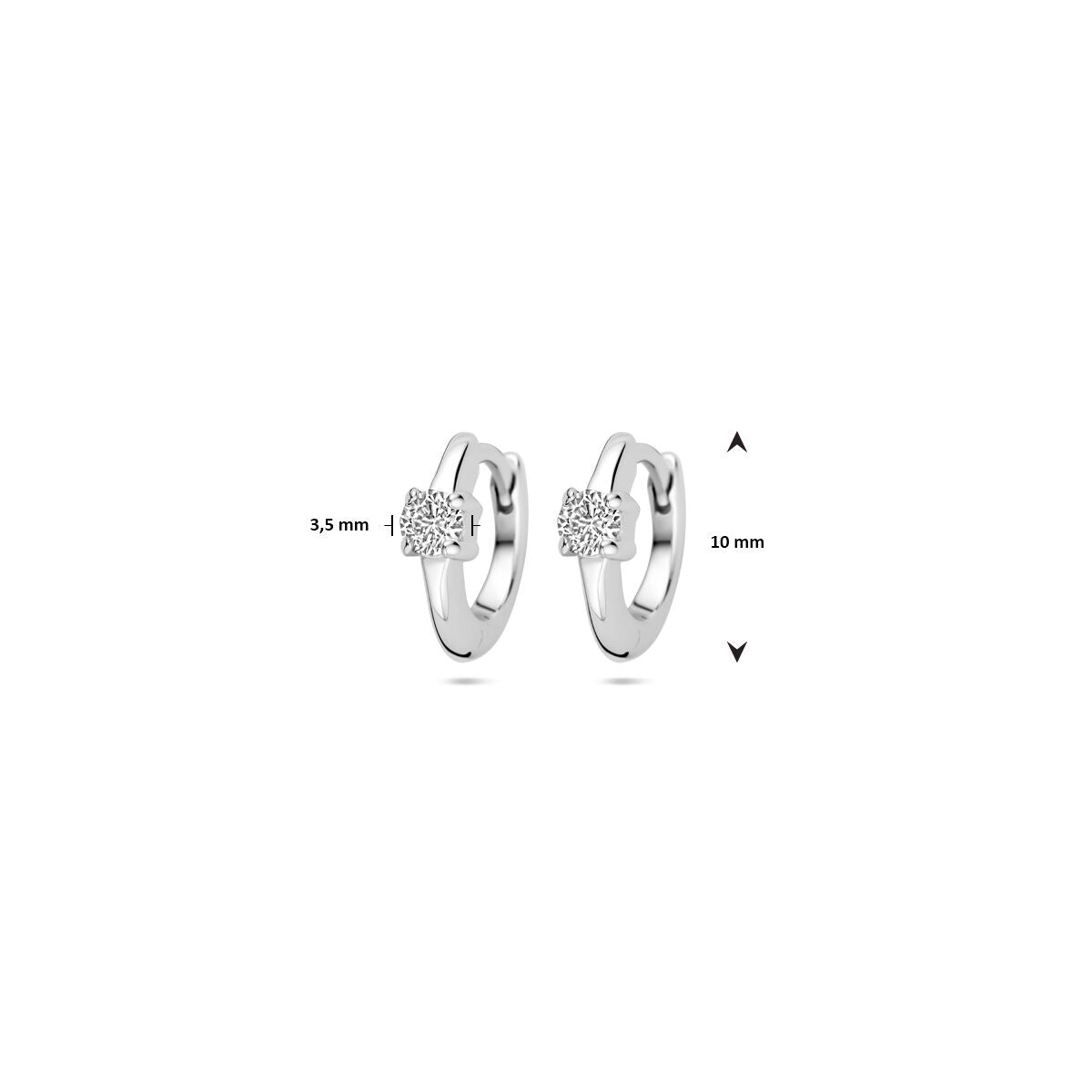 Klappcreolen Zirkonia 10 mm Silber rhodiniert