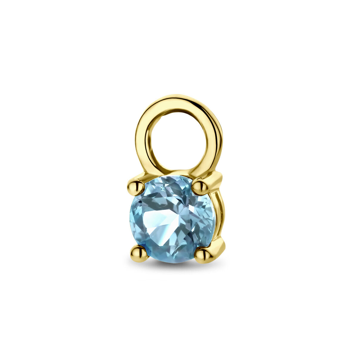 Ohrring mit blauem Topas und Fassung aus 14K Gelbgold