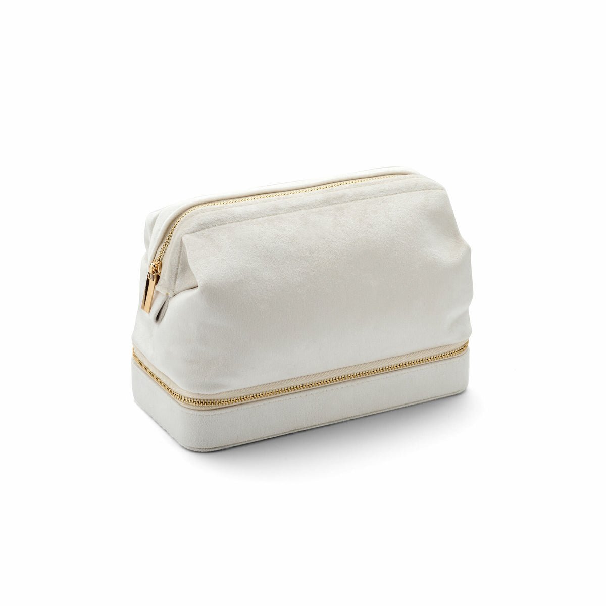 Weiße Schmuckbox mit goldenen Reißverschluss und praktischem Design zur stilvollen Aufbewahrung