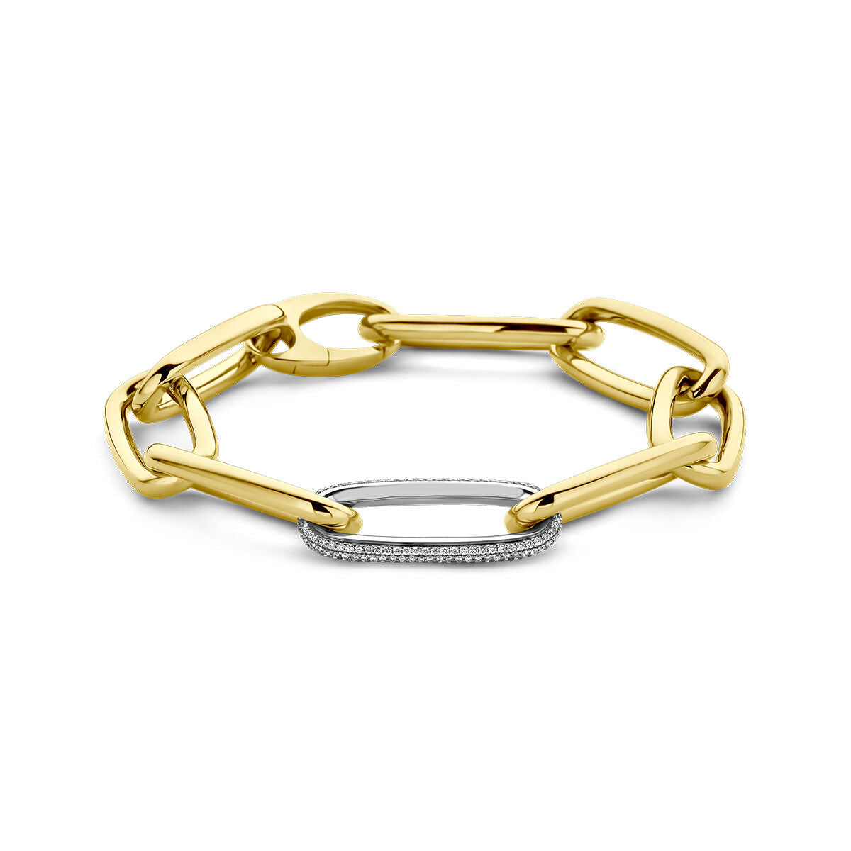 Armband aus 18K bicolor Gold mit gelben und weißen Elementen sowie einem Diamanten von 0,76 ct