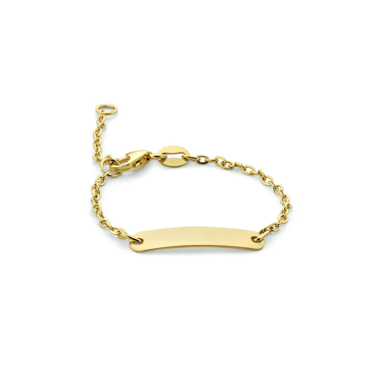 Babyarmband aus 9K Gold mit flacher Plakette und feiner Gliederkette