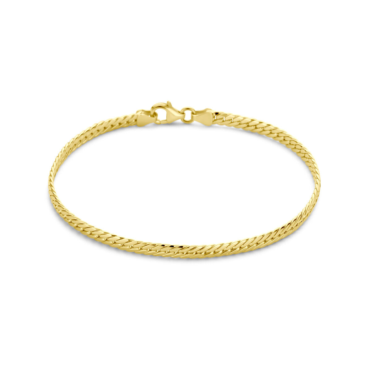 Armband aus 14K Gelbgold mit 3,4 mm breiten Gourmette-Gliedern und einem Karabinerverschluss