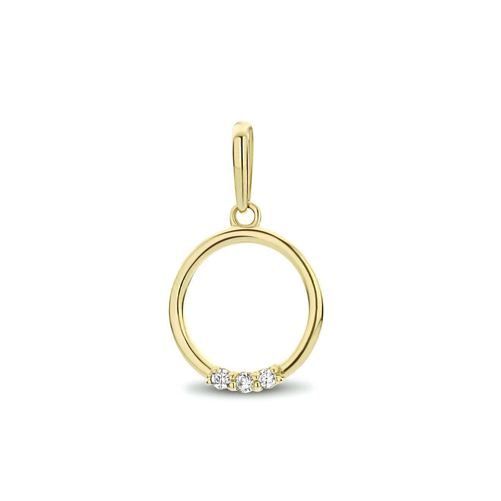 Anhänger runder Zirkonia 14K Gelbgold