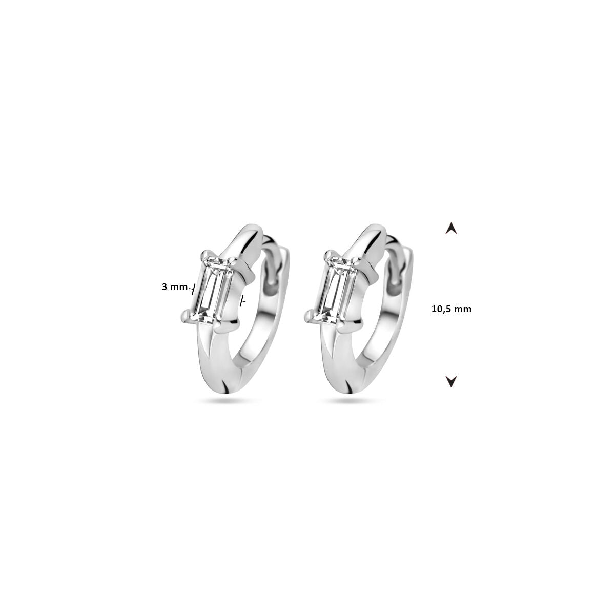 Klappcreolen Zirkonia 10,5 mm Silber rhodiniert