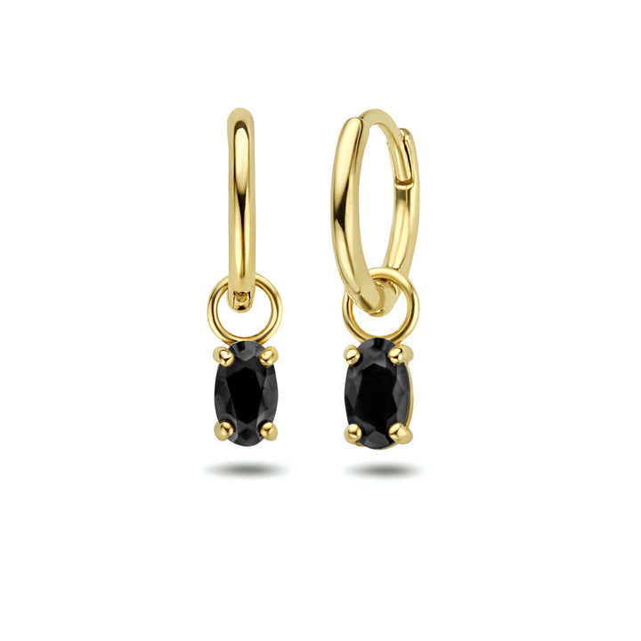 Ohrhänger mit schwarzem Zirkonia aus 14-karätigem Gelbgold