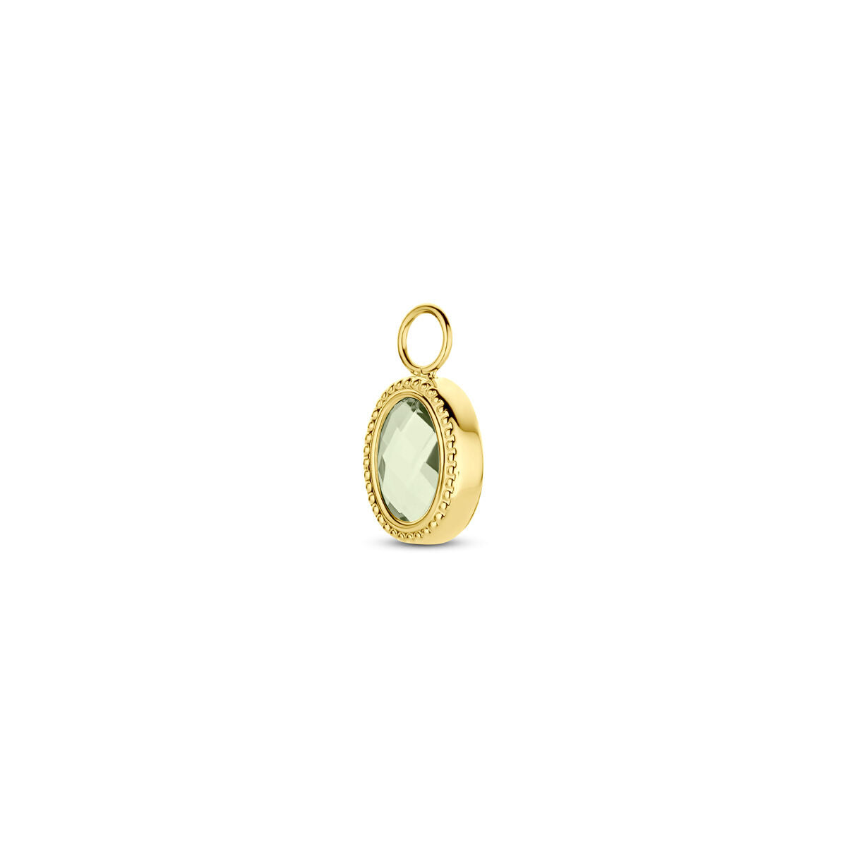 Anhänger aus 14K Gelbgold mit grünem Amethyst und ovaler Form
