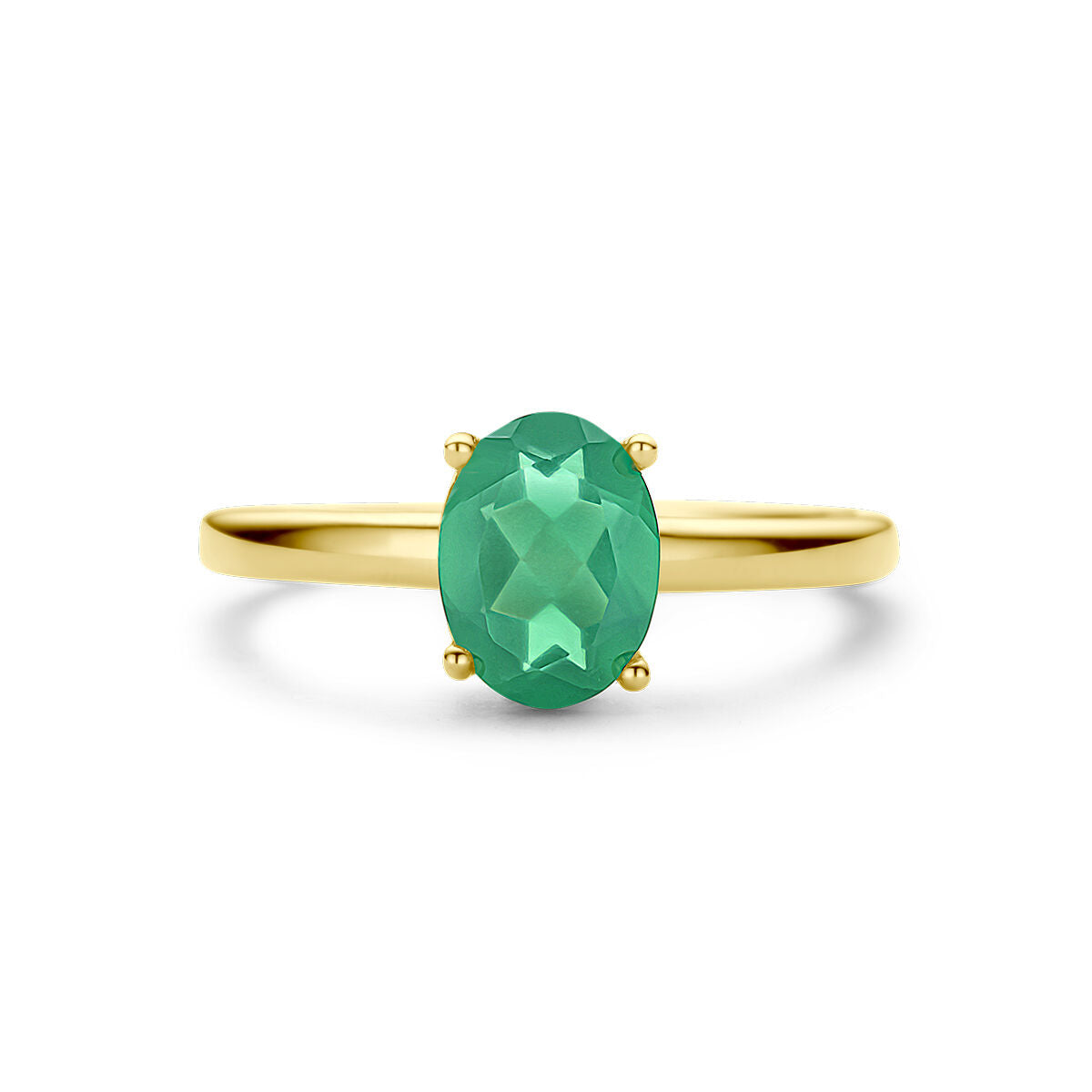 Ring grüner Achat 14K Gelbgold
