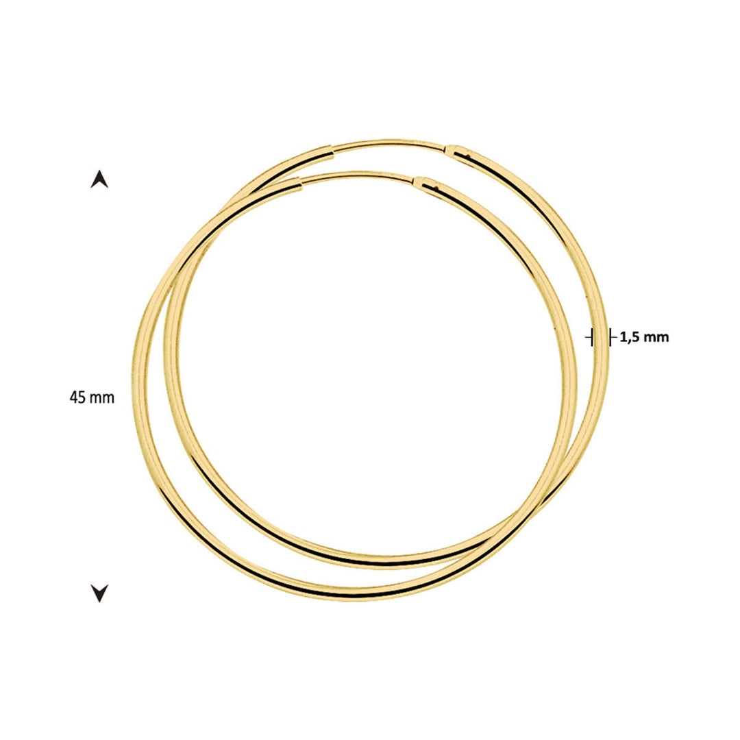 Ohrringe Rundrohr 1,5 mm 1 Mikron Silber vergoldet (gelb)