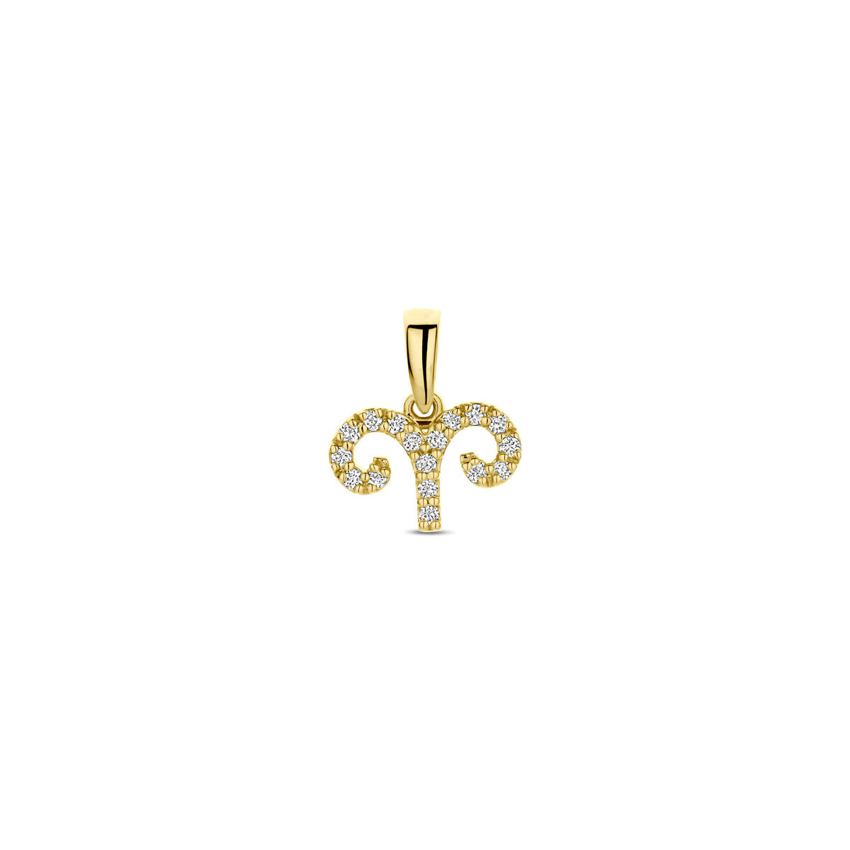 Hänger mit Sternzeichen, 14K Gelbgold, verziert mit Diamanten H SI in Form eines Widders
