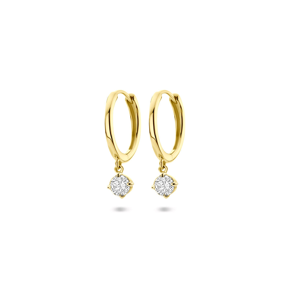 Klapp-Ohrringe aus 14K Gelbgold mit lab-grown Diamanten von 0,25 ct (2x 0,125 ct) und 18 mm Durchmesser