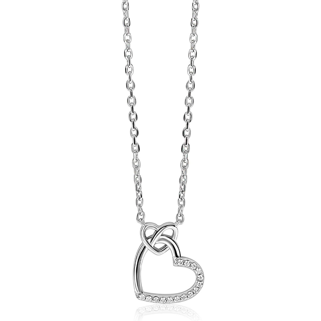 ZINZI zilveren ketting met twee sierlijke harten