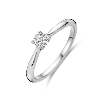 Ring aus 14K Weißgold mit einem lab-grown Diamanten von 0,25 ct in der Mitte