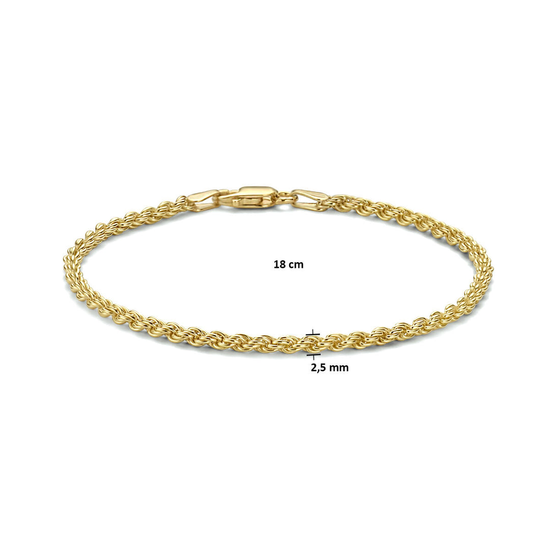 Kordel 2,5 mm 3 Mikron Silber vergoldet (gelb)