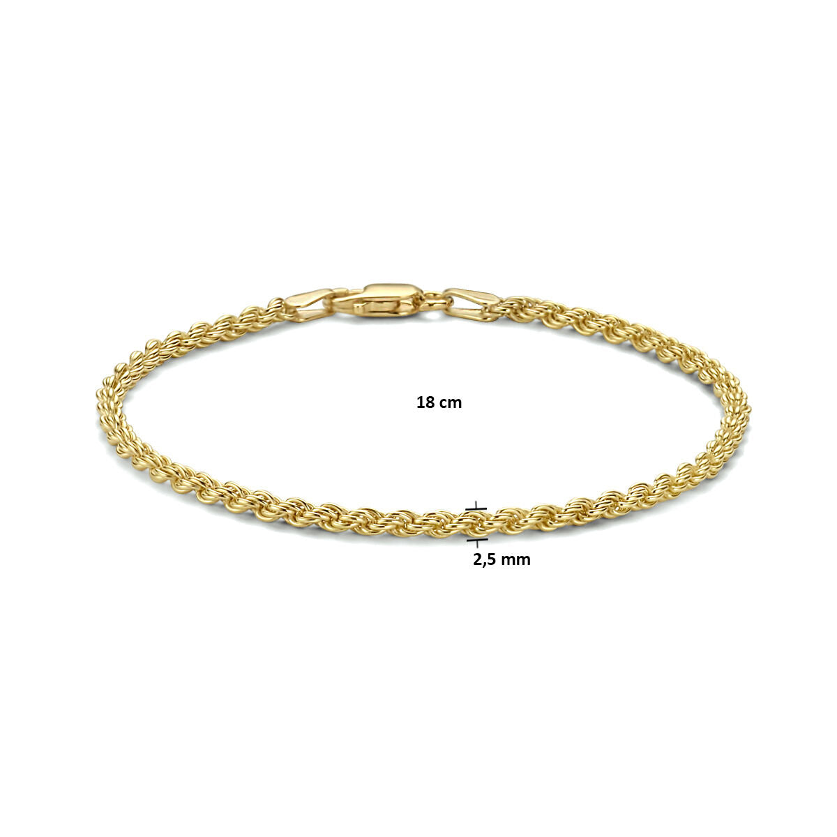 Kordel 2,5 mm 3 Mikron Silber vergoldet (gelb)