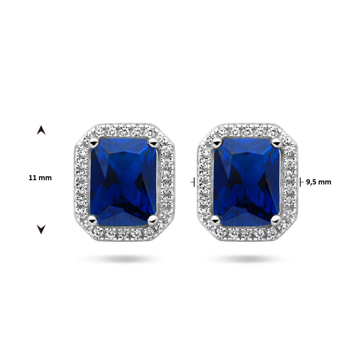 Ohrstecker blau und weiß Zirkonia Halo Silber rhodiniert