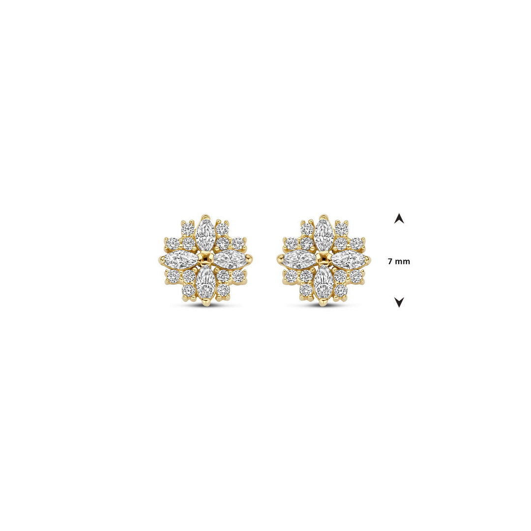 oorknoppen zirkonia 7 mm 14K geelgoud