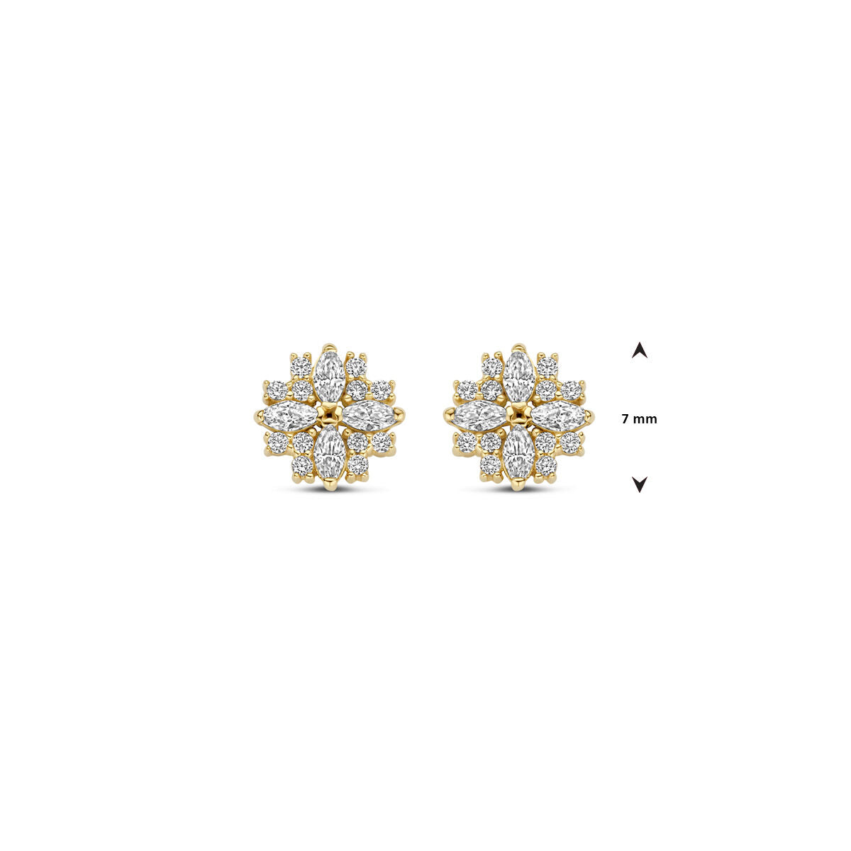 Ohrstecker Zirkonia 7 mm 14 K Gelbgold