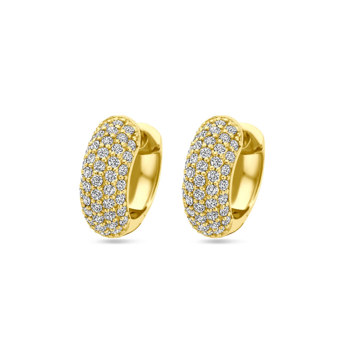 Klapp-Ohrringe aus vergoldetem Silber mit Zirkonia, 16,5 mm, ovaler Form und funkelndem Design