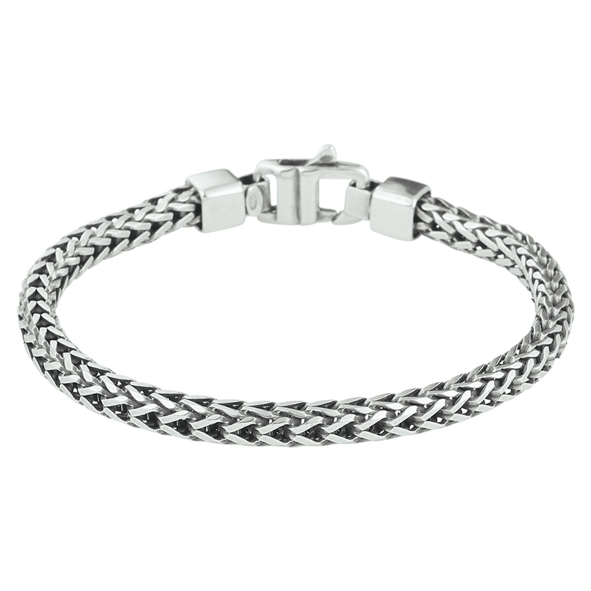 Armband aus geoxidiertem Silber mit geflochtenem Design und einem schlichten Verschluss