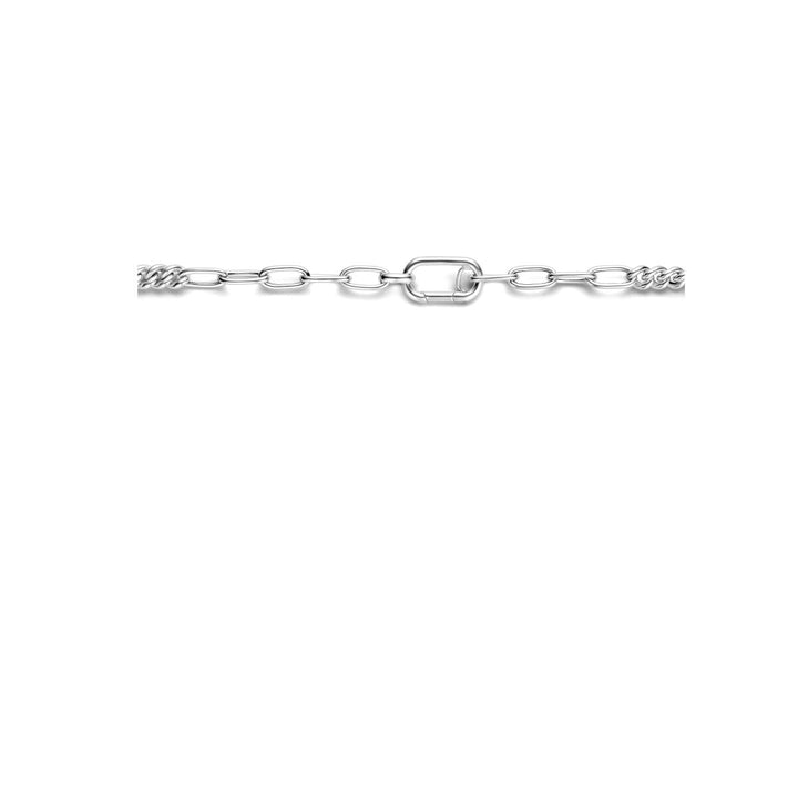 Kombination Halskette Gourmette und Büroklammer Rundrohr 6,8 mm 45 cm Silber rhodiniert
