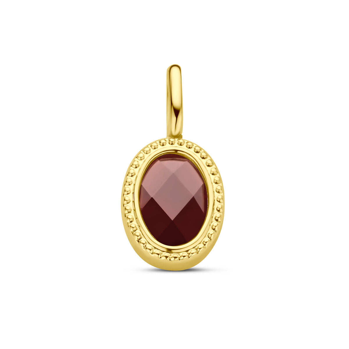 Hänger aus 14K Gelbgold mit ovalem, facettiertem Granatstein