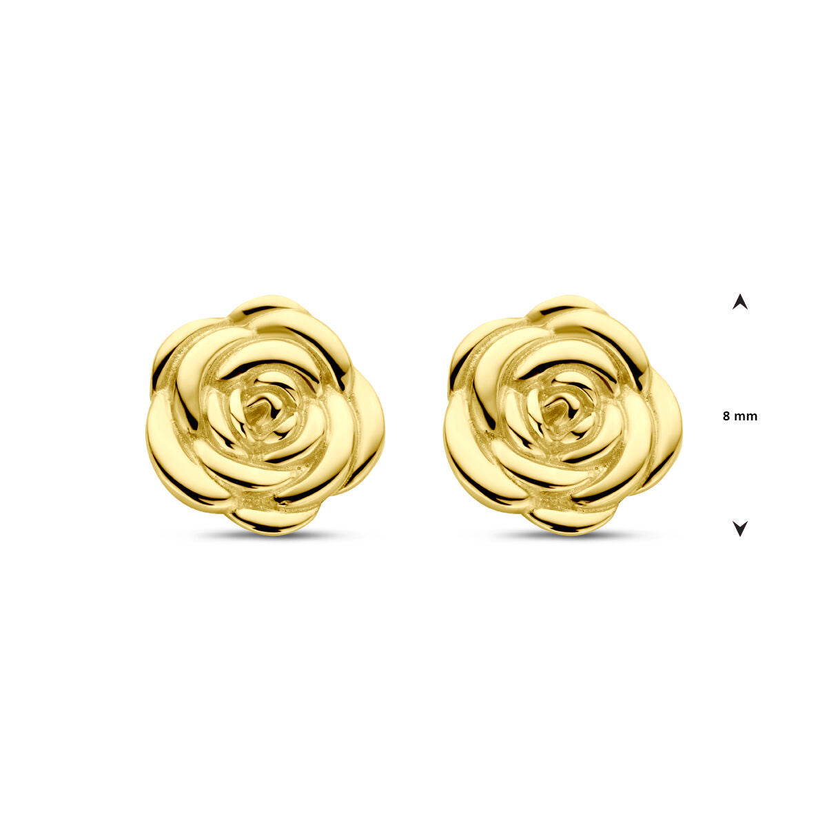 Ohrstecker Rose 8 mm 14K Gelbgold