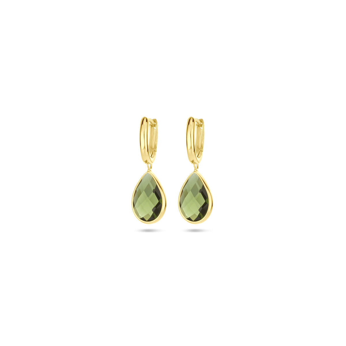 Klappcreolen grün Quarz 26 mm 18K Gelbgold