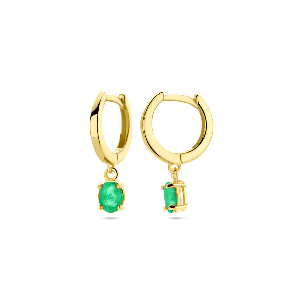 Klappcreolen Smaragd 19 mm 14K Gelbgold