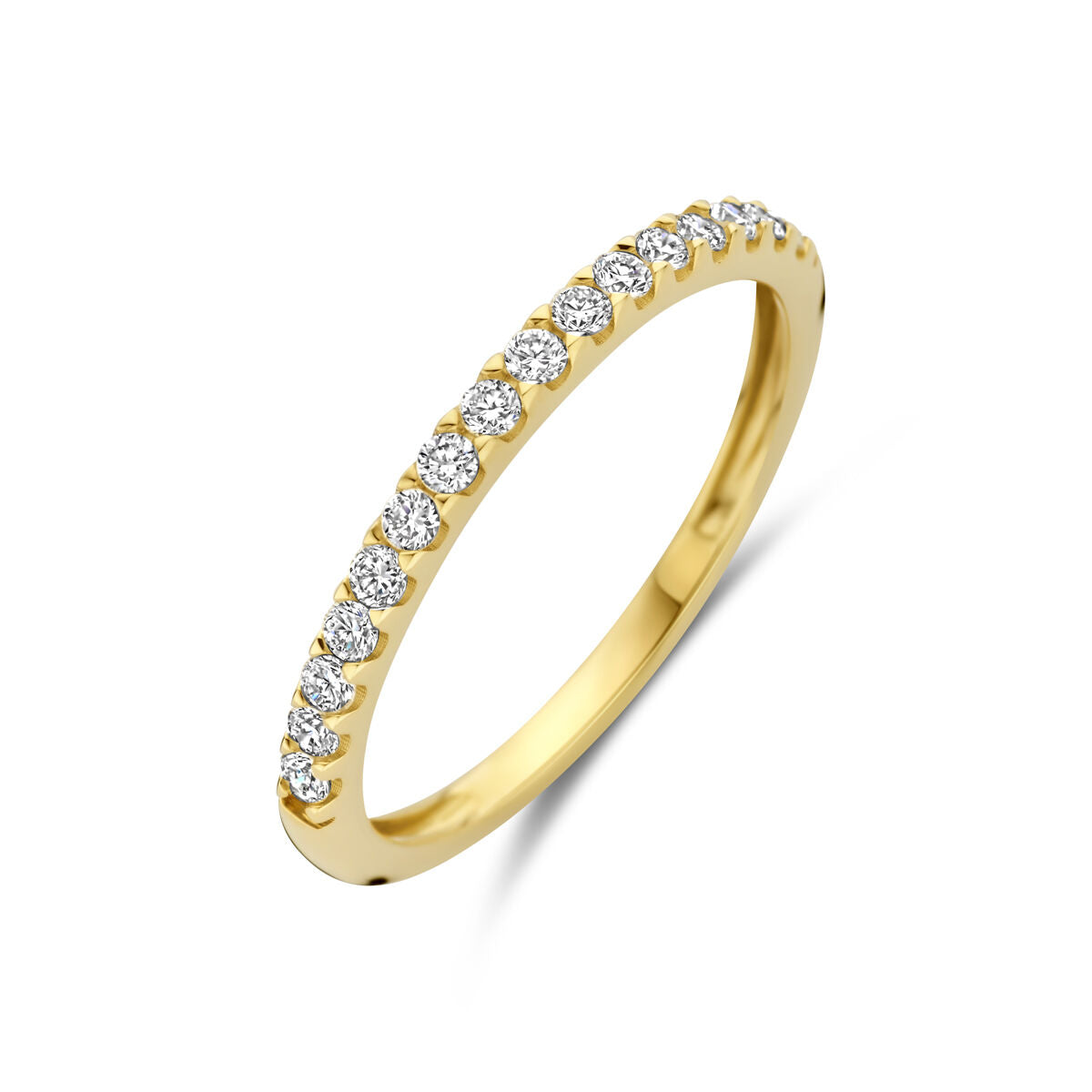 Ring aus 14K Gelbgold mit 0,255 ct lab-grown Diamanten in einer Reihe angeordnet