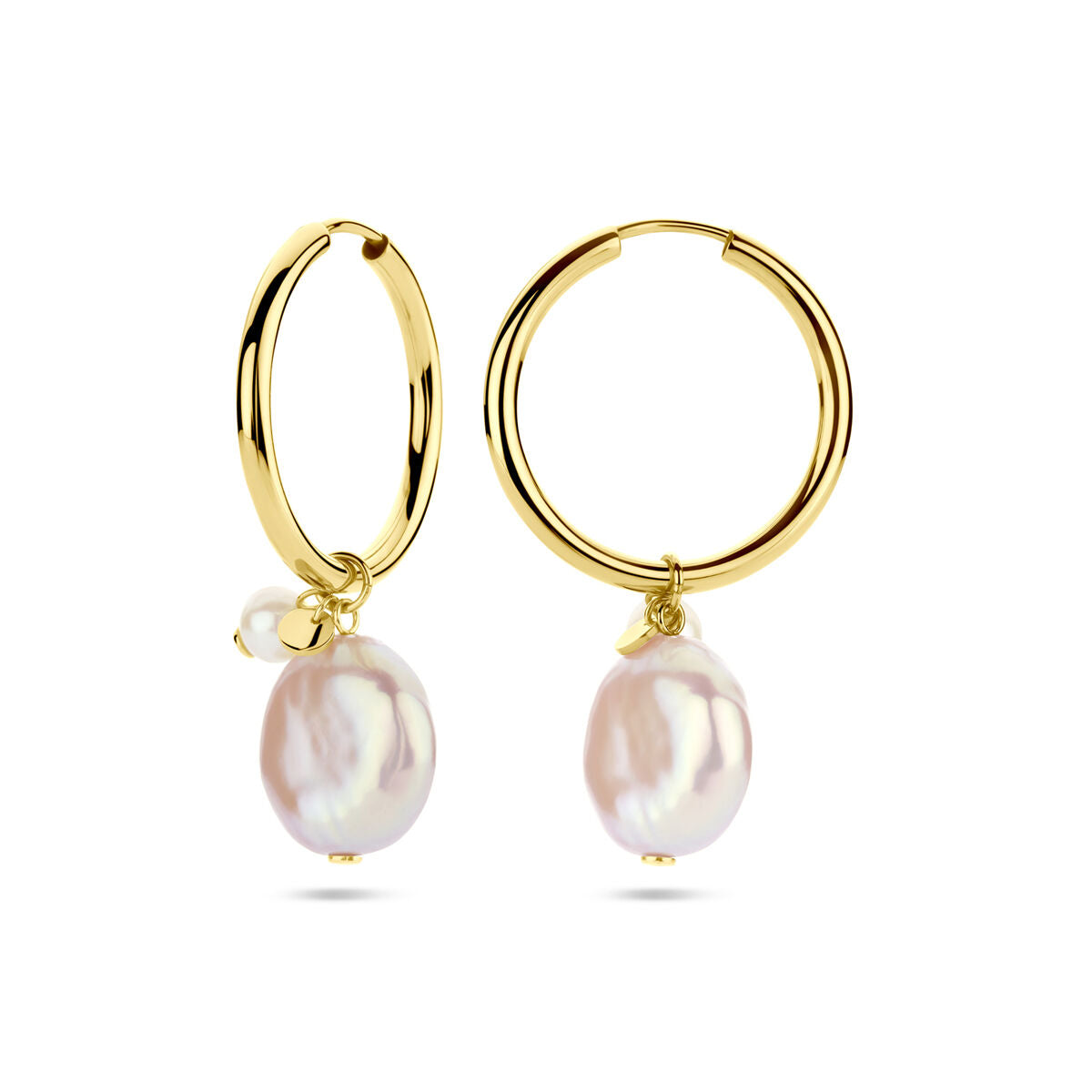 Creolen Keshi und Perle 36 mm 14K Gelbgold