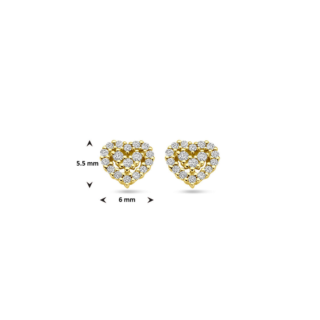 Ohrstecker Herz Diamant 0,16ct (2x 0,08ct) h si 14K Gelbgold