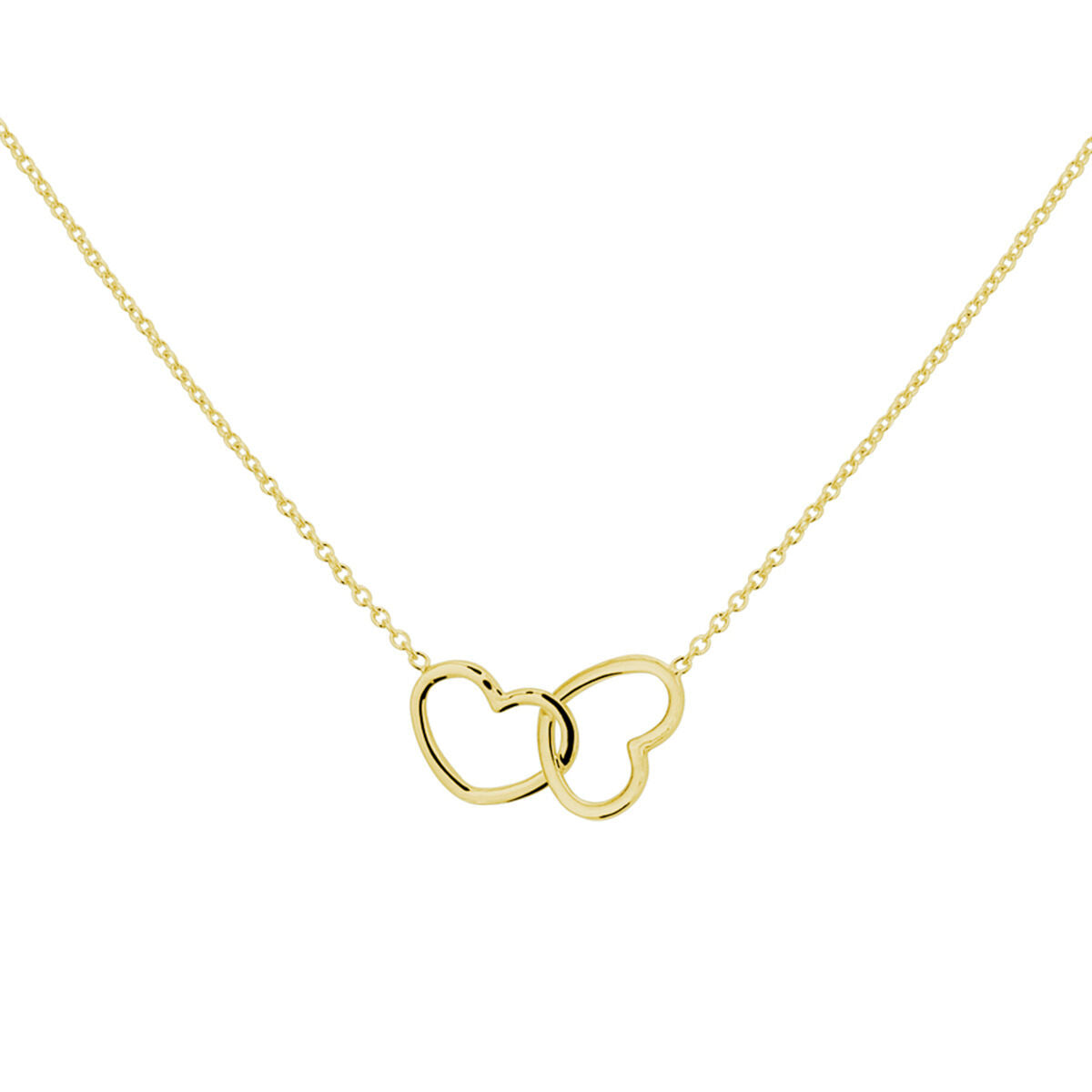 Collier mit zwei herzförmigen Anhängern aus vergoldetem Silber, 40 + 5 cm lang