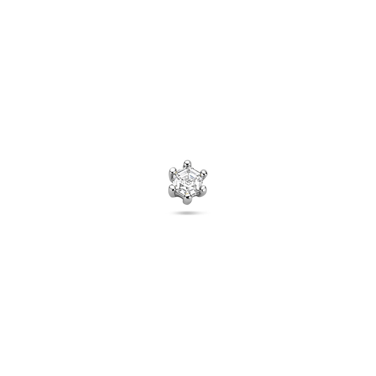 Gerhodineierter silberner Flat Back Piercing mit 4 mm Zirkonia in blütenförmiger Anordnung