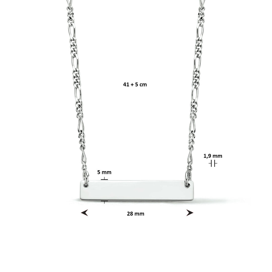 Gravur Collierplatte 5,0 mm 41 + 5 cm Silber rhodiniert