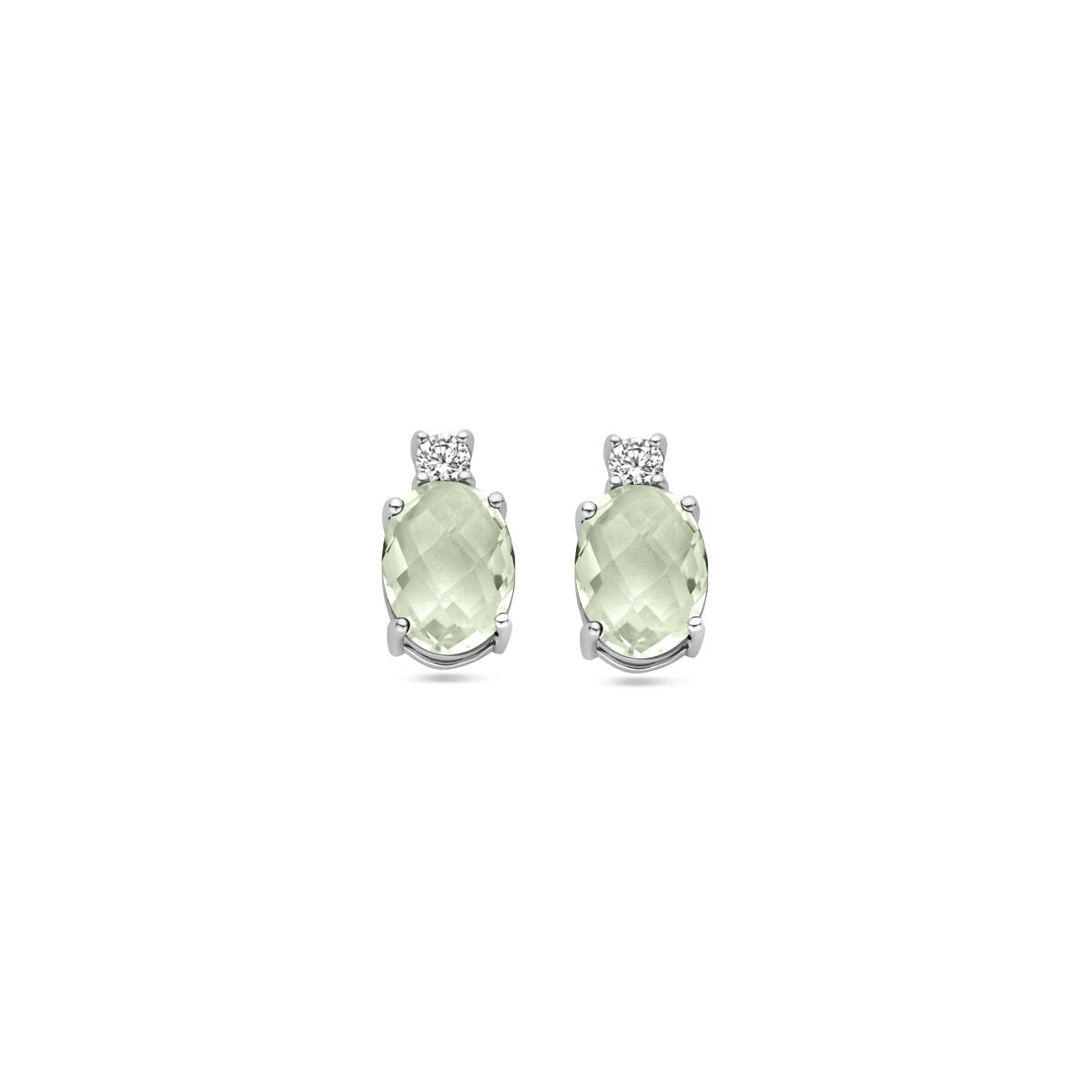 Ohrstecker mit grünen Amethysten und Zirkonia, 10,5 mm, aus rhodiniertem Silber