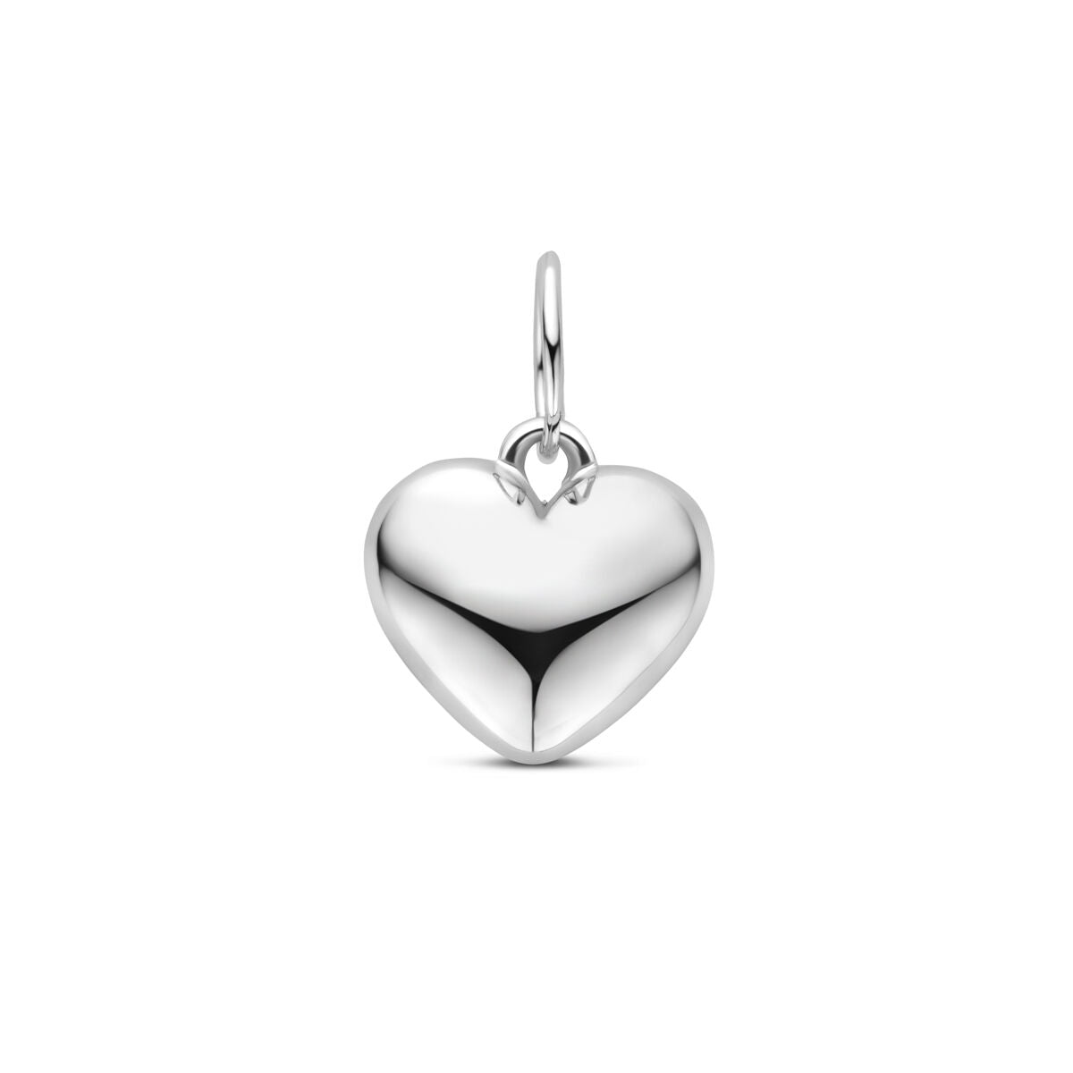 Hänger in Herzform, 12,5 mm, aus rhodiniertem Silber mit glänzender Oberfläche