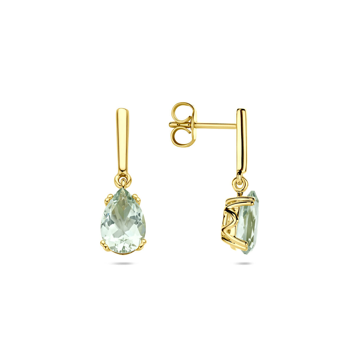 Ohrhänger grün Amethyst 20 mm 14K Gelbgold