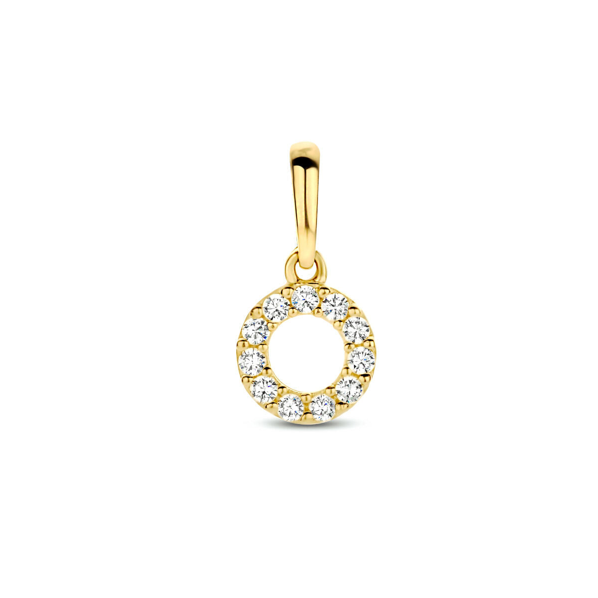 Hänger aus 14K Gelbgold mit rundem Zirkonia-Besatz und offenem Design