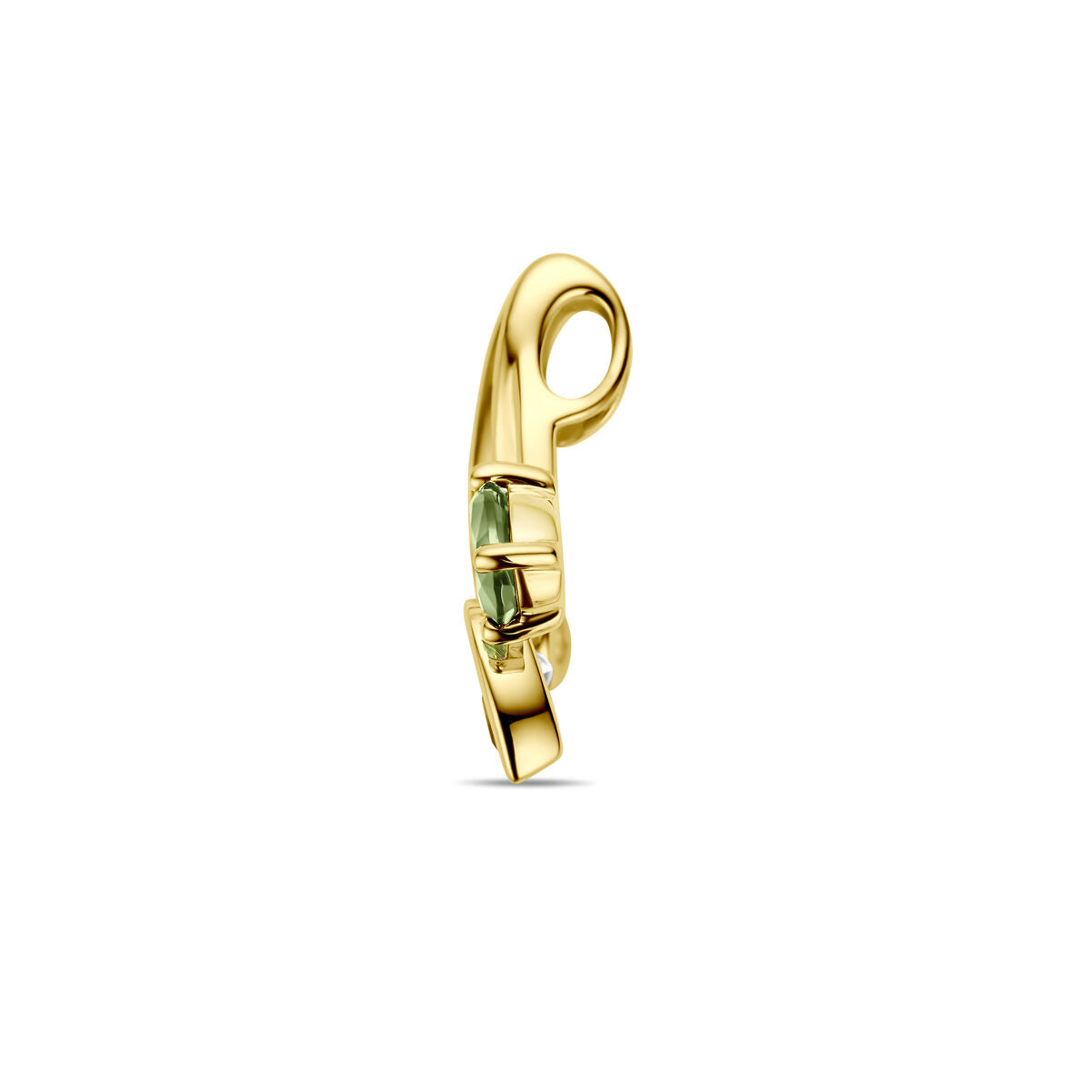 Anhänger grüner Turmalin, Peridot und Diamant 0.03ct H SI 14K Gelbgold